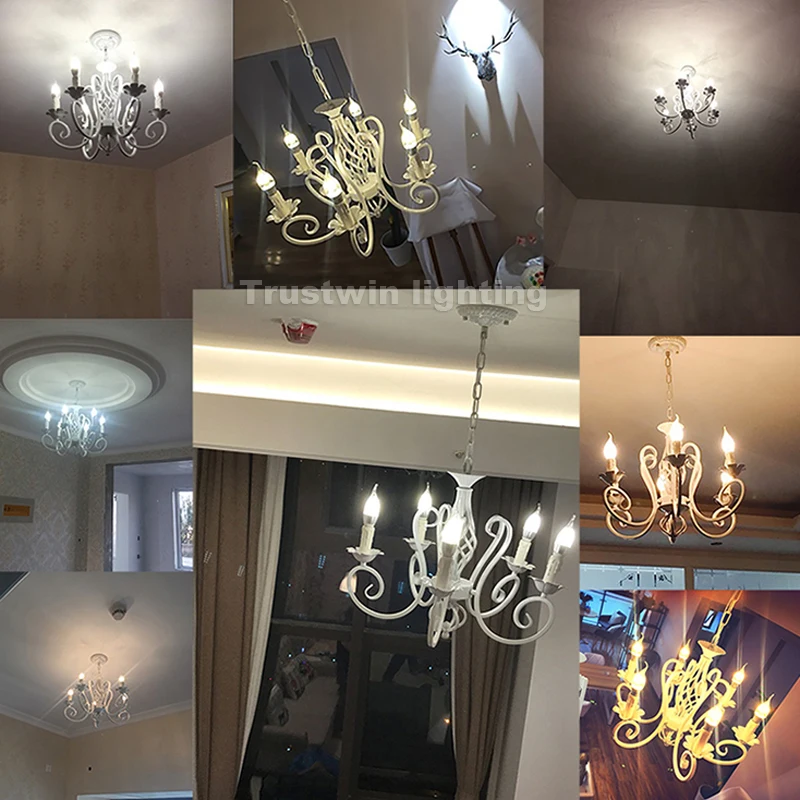 Винтажная железная светодиодная Люстра для фойе гостиной 3 5 6 лампочек черная