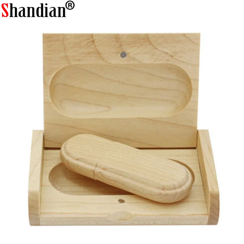 SHANDIAN(более 10 шт. бесплатный логотип) деревянный USB флэш-накопитель кленовое дерево+ коробка Флешка 4 ГБ 8 ГБ 16 ГБ 32 ГБ карта памяти свадебный подарок