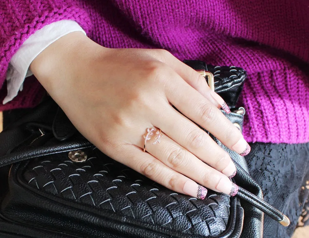 Новые роскошные свадебные листья Винтажное кольцо для женщин Регулируемый