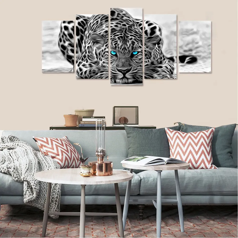 5 шт. большой современный Печатный Гепард картина декоративные картины холст