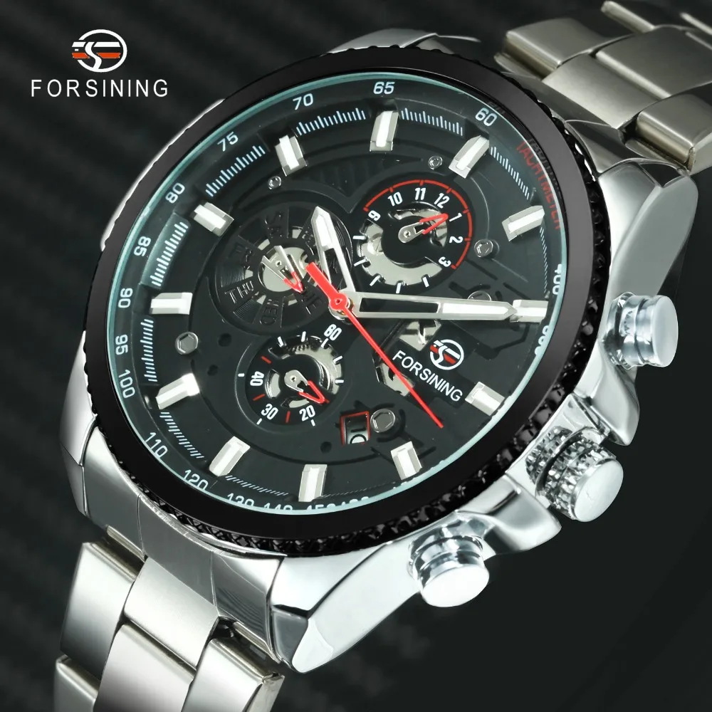 FORSINING Классические Автоматические механические часы для мужчин ремешок из
