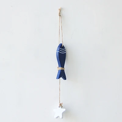 Dark Blue-Fish Морской пляж деревянная рыба морская звезда домашний Декор стены Средиземноморский ванная комната настенный декоративный подвесной орнамент - Цвет: Dark Blue-Fish