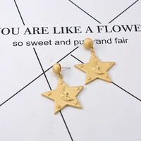 2019 fashion cute five pointed star moon smiley earrings