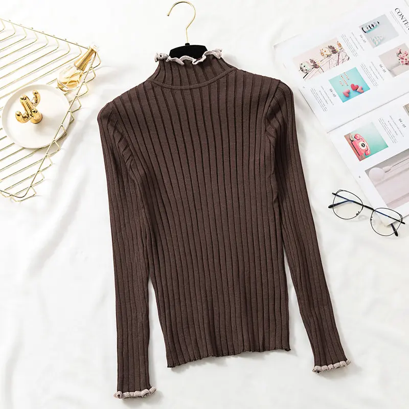 Зима для женщин свитеры 2019 повседневное Мода Новый Водолазка с длинным рукавом