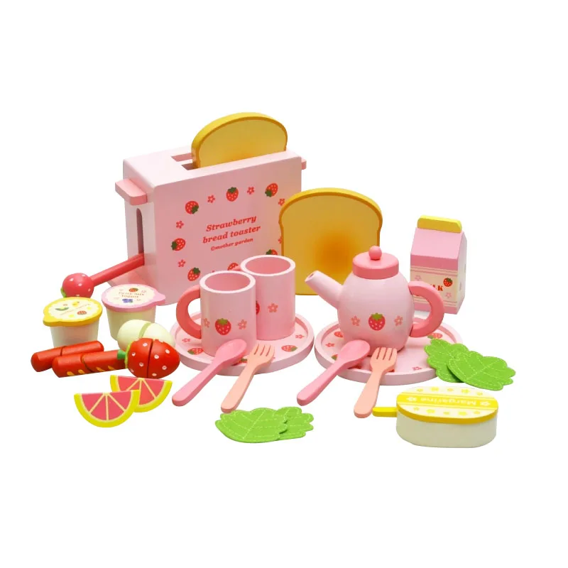 bread toaster set A Мать Сад детский деревянный игровой домик игра игрушка Тост Хлеб Тостер деревянные детские кухонные игрушки набор - Цвет: bread toaster set A