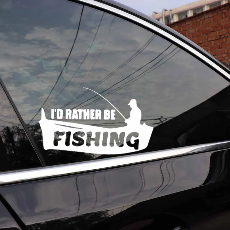 

YJZT 16.7CM*9.7CM Vinyl Decal Car Sticker Id Rather Be Fishing Black/Silver C24-0989