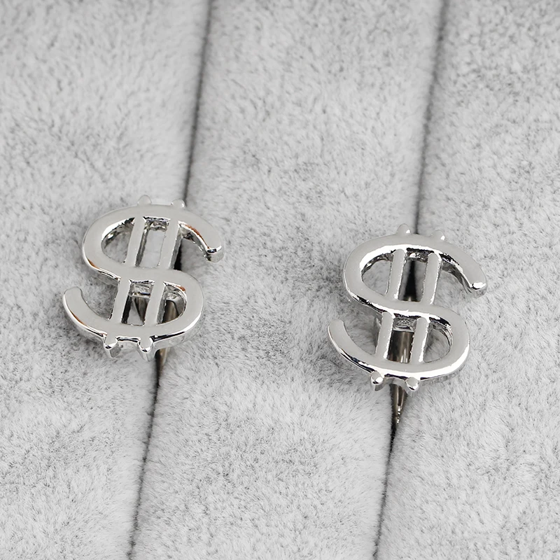 Одна пара серебряных денег доллар знак запонки богатые ювелирные изделия