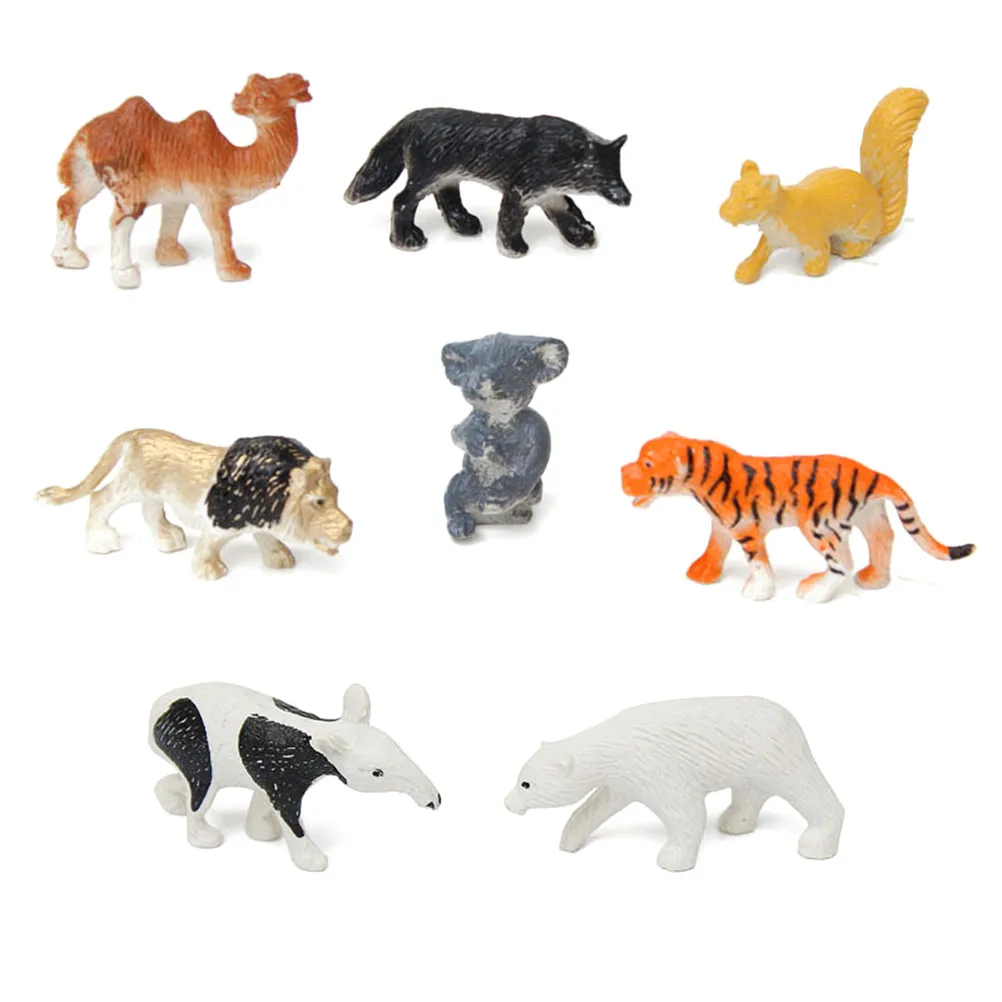 

8pcs/set Plastic Zoo Animal Figure Tiger Lion Kids Toy Mini Wild Animals Action Figures Set Figurines Animal Toys Gifts for Kids