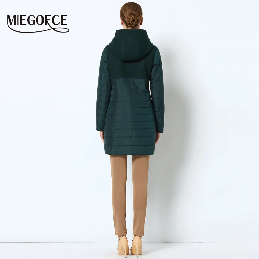 MIEGOFCE 2018 Весеннее женское пальто с кривой молнией сделано двумя материалами
