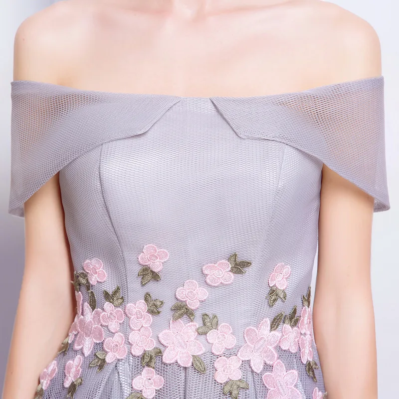 Платье для выпускного вечера с вырезом лодочкой и цветами|prom dresses 2017|low prom dressesprom |