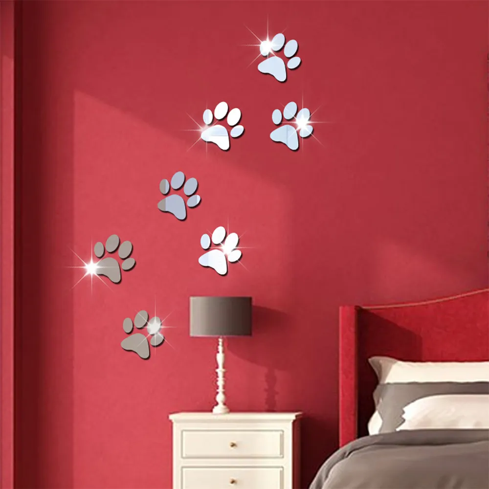 7 шт. украшение в виде следов собаки 3D наклейки на стену DIY прямые поставки