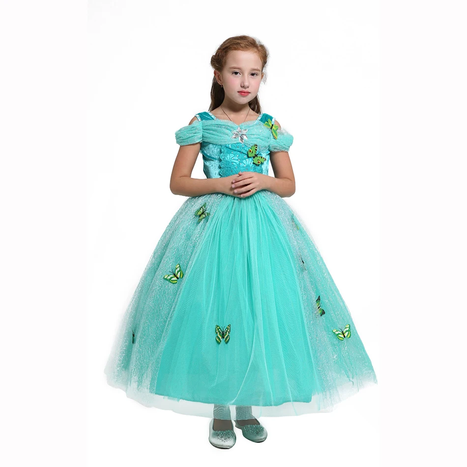 Princess Ariel Dress 5 цветов, праздничные платья для девочек на свадьбу с цветочным рисунком, костюм бабочки «маленькая русалочка», «Золушка», «Спящая красавица», одежда принцессы - Цвет: Princess Ariel Dress