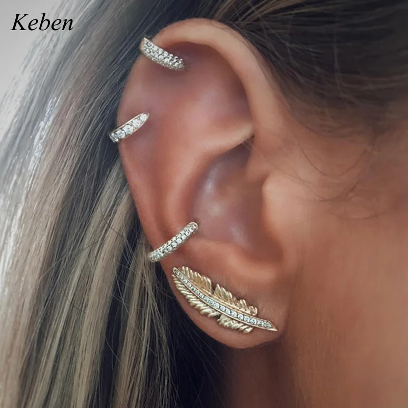 gold Кафф Huggie обруч серьги, Надеваемые На ушной хрящ спираль Козелка Daith раковины Rook уютно лист пирсинг уха для женщин, ювелирное изделие, подарок - Окраска металла: gold