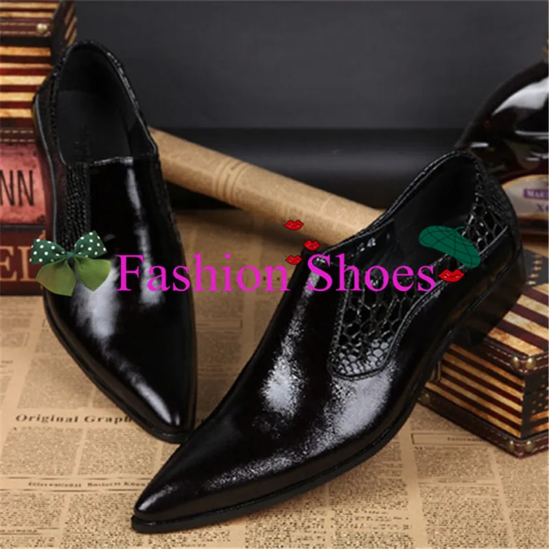 Острым Носом Мужчины Платье Обувь Slip-On Квартиры Оксфорд Из Натуральной Кожи Zapatos