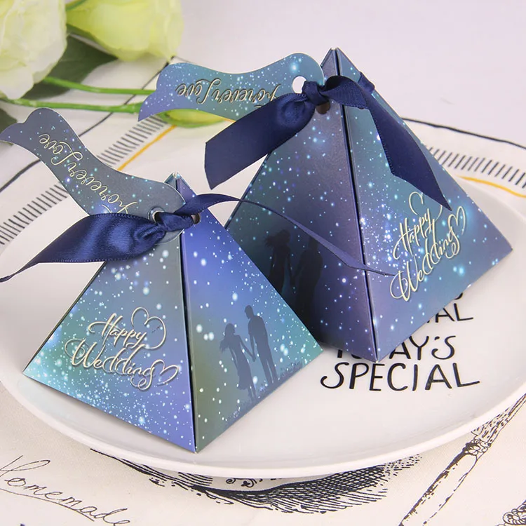 Синяя тема звезда небо треугольник Форма Свадебные сувениры Подарочные коробки