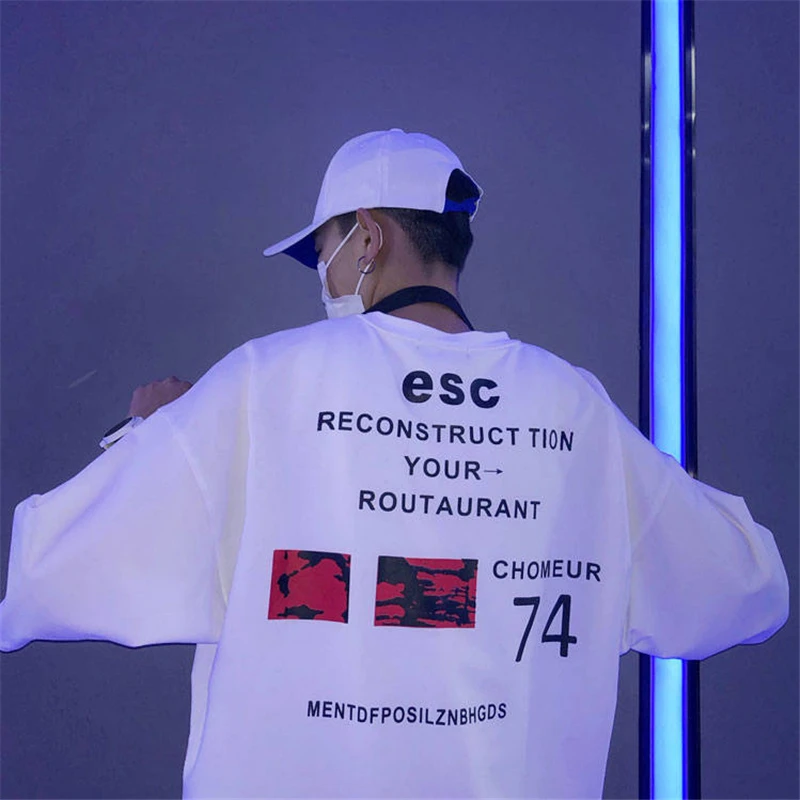 Футболка мужская в стиле хип хоп Корейская уличная одежда Харадзюку Модные