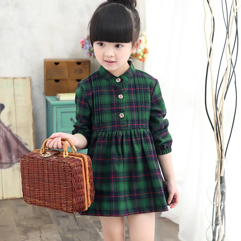 

Thicken Velvet Girls Dresses Winter 2019 New Girls Clothes Cotton Long Sleeve Children Dresses Girls Clothing Plaid Kids Dresses