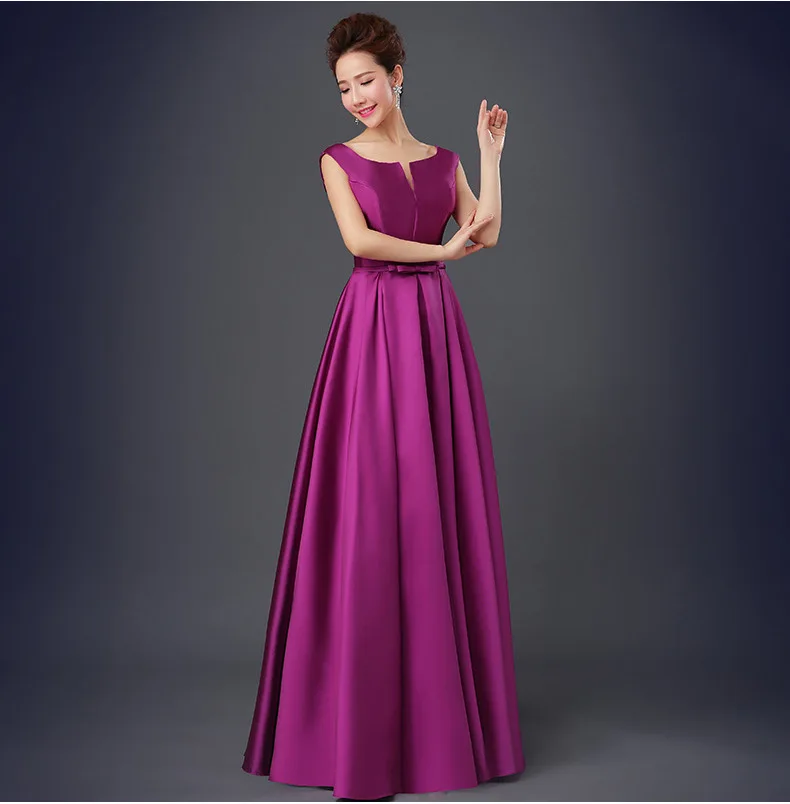 Vestidos de festa vestido longo para casamento новые сексуальные атласные трапециевидные платья с v-образным вырезом фиолетового цвета, цвета шампанского, черного цвета, бордовые платья для подружки невесты - Цвет: Фиолетовый