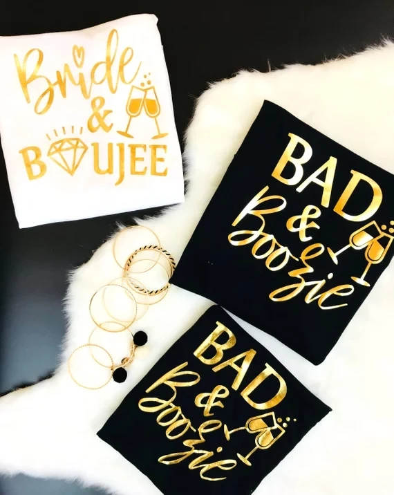 Индивидуальная блестящая рубашка для невесты и бузки Майки Bad and Boozy девичника