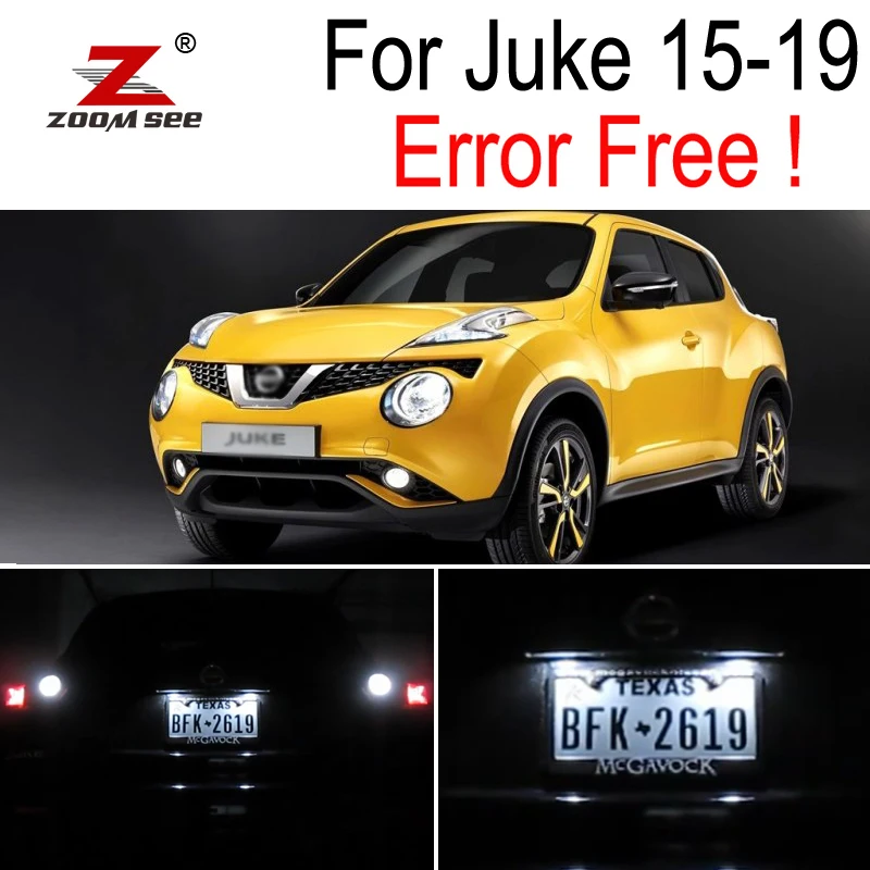 

4pc x White LED License plate + Reverse back up bulbs for 2015-2019 Nissan Juke LED Exterior light kit Package
