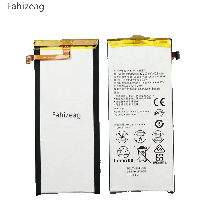 Fahizeag Высокое качество 2600 mAh/9.88Wh Замена батареи HB3447A9EBW для Huawei P8 P 8 батарея сотового
