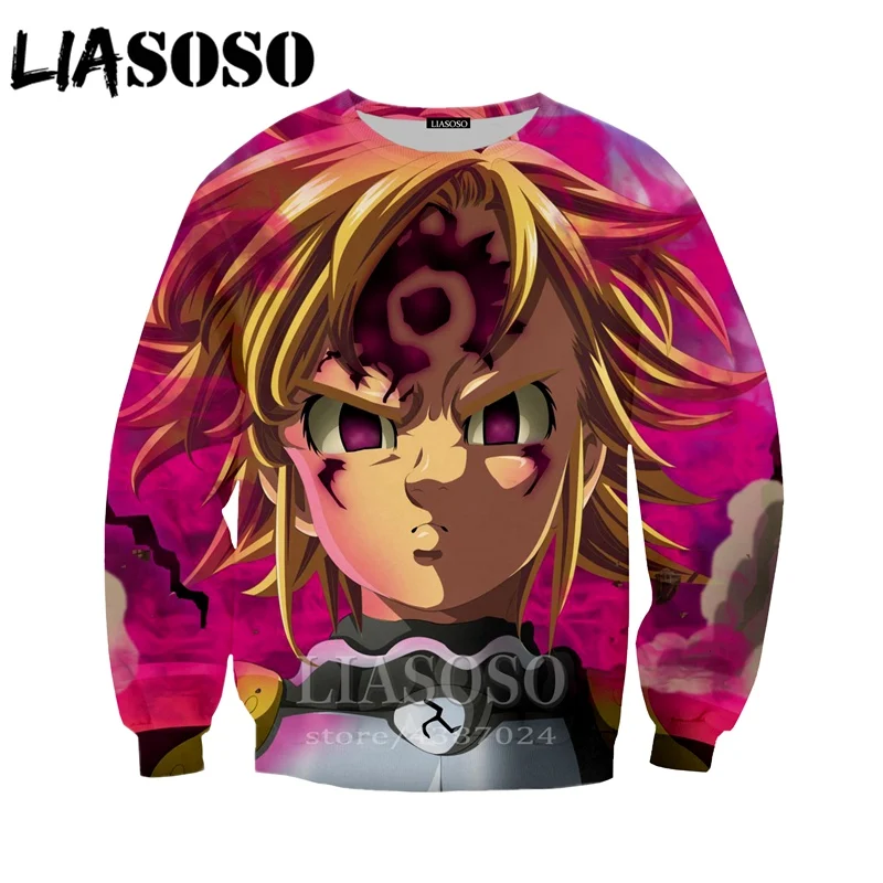 LIASOSO/женское аниме The Seven Deadly Sins Nanatsu no Taizai homme 3d принт веселое Harajuku мужская
