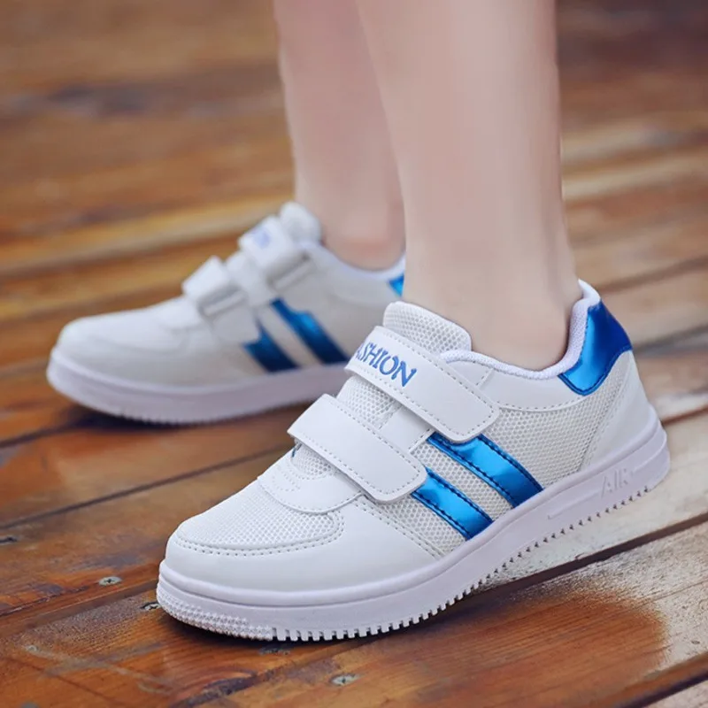 Kid Running Shoes White Sneakers For Boys Sport Shoes Pu Leather Tenis Infantil Girls Footwear Velcro Casual Chaussure Enfant