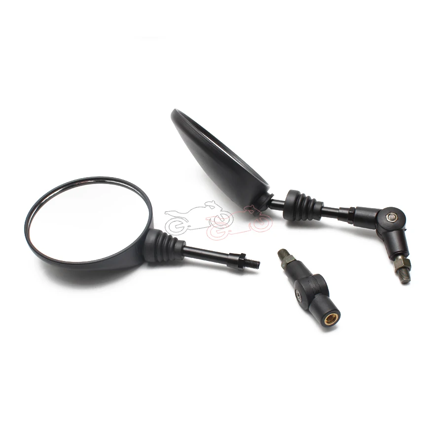 1 пара мотоциклетные черные ретро круглые стальные + пластиковые боковые зеркала