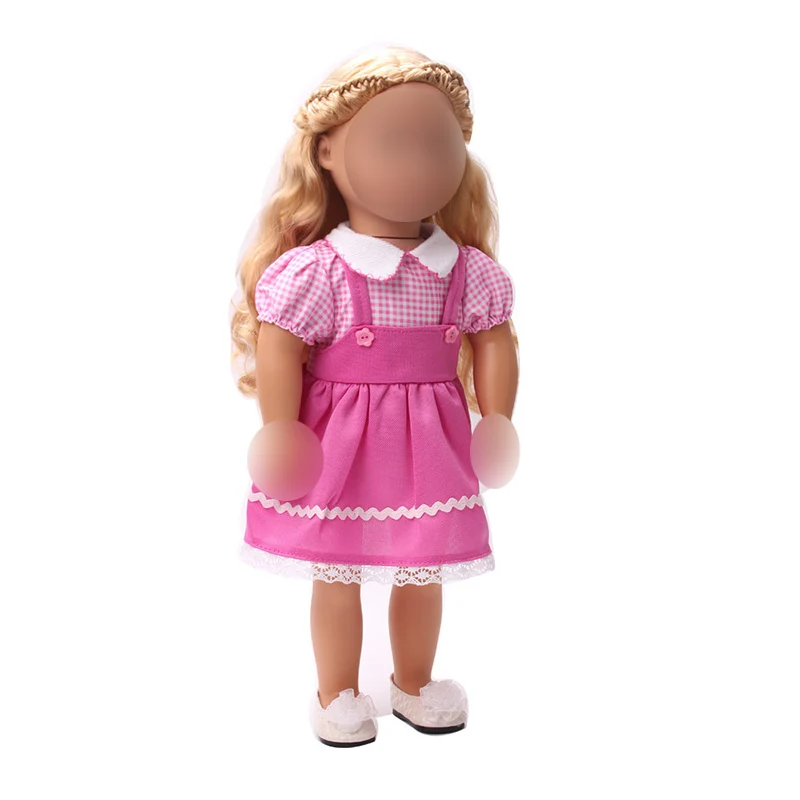 

New doll pink dress fit 18 inch Girl doll and 43 cm baby dolls clothing accessories ts53