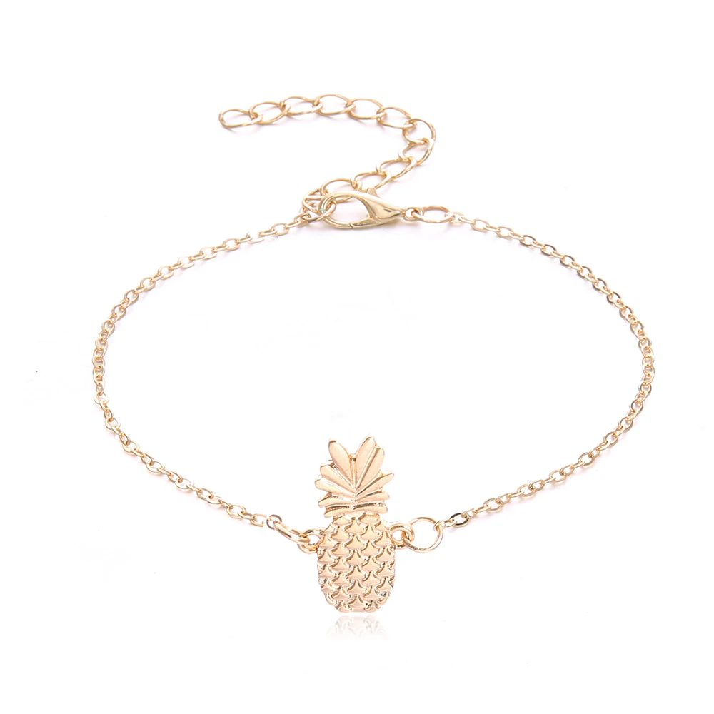 Золотой браслет на щиколотке с ананасом для женщин коллекция 2020 года сандалии