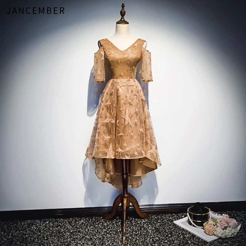 JANCEMBER 2019 последние легкие Роскошные вечерние платья с открытыми плечами коротким
