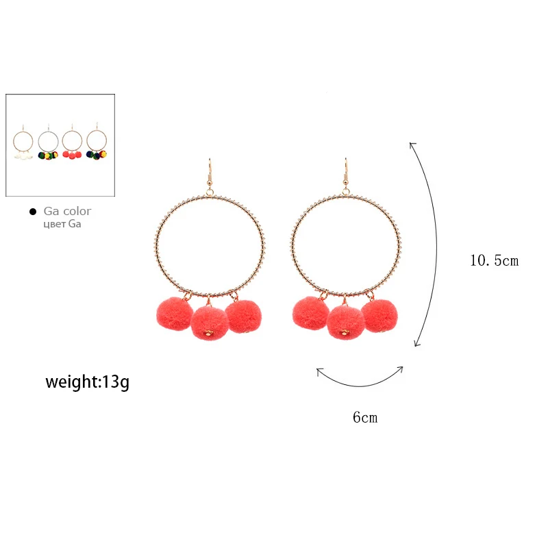 Модные подвесные серьги "Трендовые меховые персональные ручные изделия 2017 Новый стиль популярные очаровательные женские"