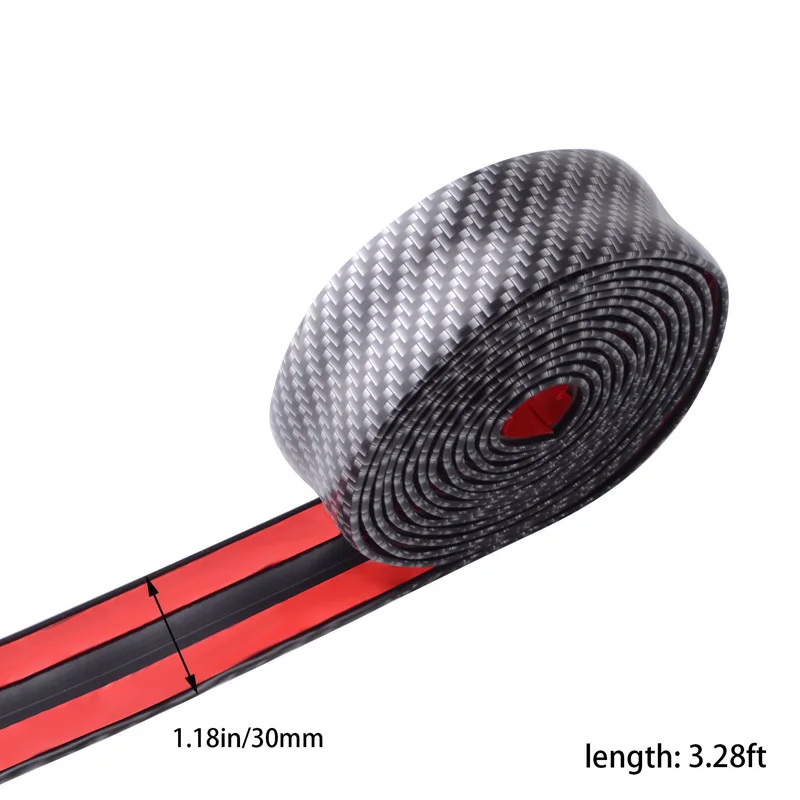 3cmX1m SPEEDWOW Car Door Bumper Carbon Fiber Rubber Lip Universal Front Bumper Lip Moulding Strip Door Sill Protector Edge Guard - Цвет: 3cmX1m