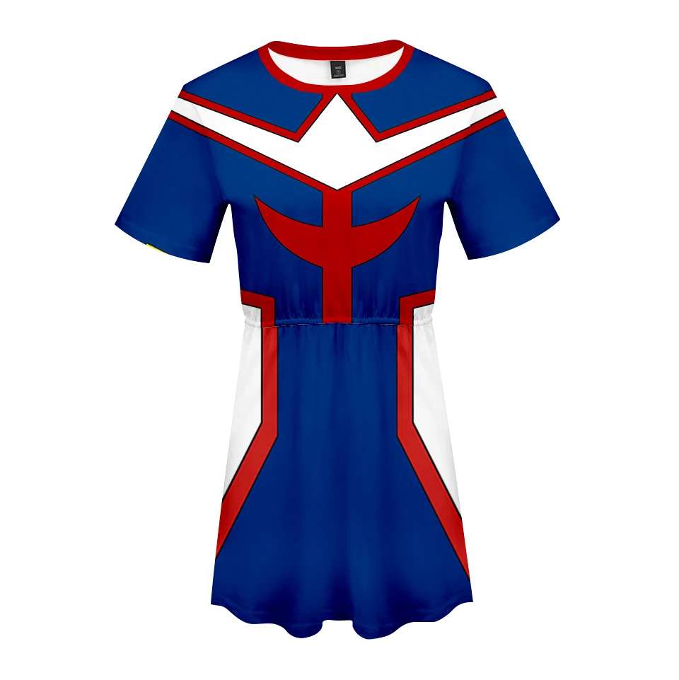 Frdun Tommy 3D MY HERO ACADEMIA Short Sleeved Dress Girl Kpop Anime Oversize Fashion Summer fashion Style so hot Plus Size | Женская