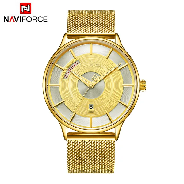 Gold NAVIFORCE Новое поступление мужские часы лучший бренд класса люкс кварцевые часы мужские спортивные наручные часы из нержавеющей стали relogio masculino - Цвет: Gold