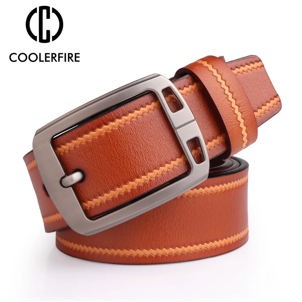 Coolerfire мужские s корова натуральная кожа роскошный ремень мужские ремни для мужчин 3 цвета Cintos Masculinos пластина пряжка SL003