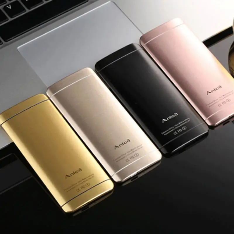 Новый Лидер продаж красочные Ультратонкий Металл Anica A7 мобильного телефона с MP3