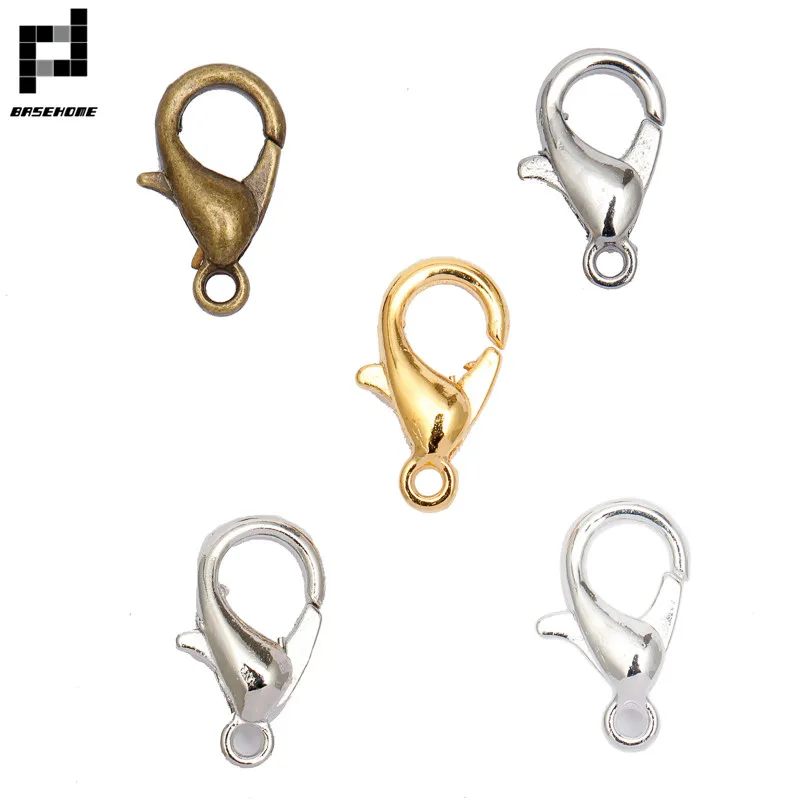

100pcs/Lot Lobster Clasps10/12/14/16/18mm Hooks For DIY Bracelets Necklaces Closure Key Holder Accessories Connector Keychains
