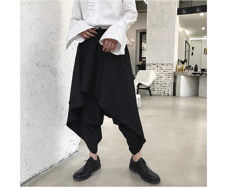 Весенне-осенние новые необычные ламинированные дизайнерские штаны-шаровары Chao мужские юбки брюки оверсайз сценические костюмы в стиле хип-хоп