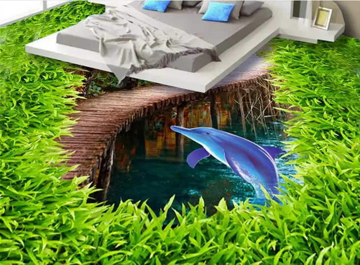 Пользовательские 3d полы зеленый луг обои кухня виниловые напольные клеи