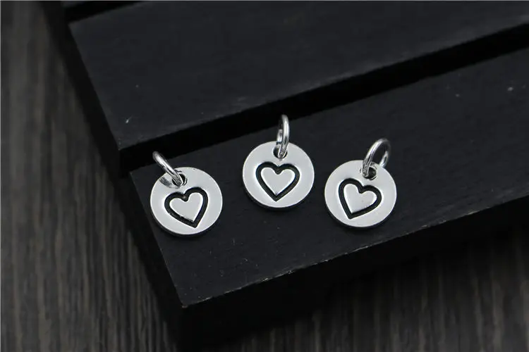 Uglyless Real S 925 Sterling Silver Heart Charms Accessories Jewelry DIY Sweet Love Findings MINI Round Flakes Pendants Bijoux | Украшения