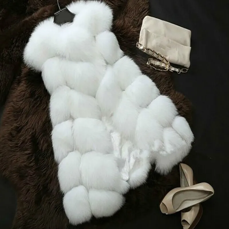 

Faux Fur Coat Women 2019 Casual Warm Slim Sleeveless Faux Fox Fur Vest Winter Jacket Coat Women casaco feminino RE2358