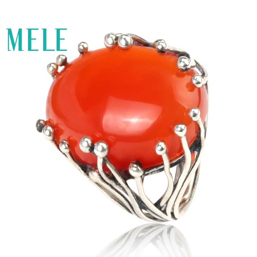 Natural south red agate rings for women and man 15X20mm big oval cut 925 sterling silver gemstone fine jewelry Festival gifts | Украшения и