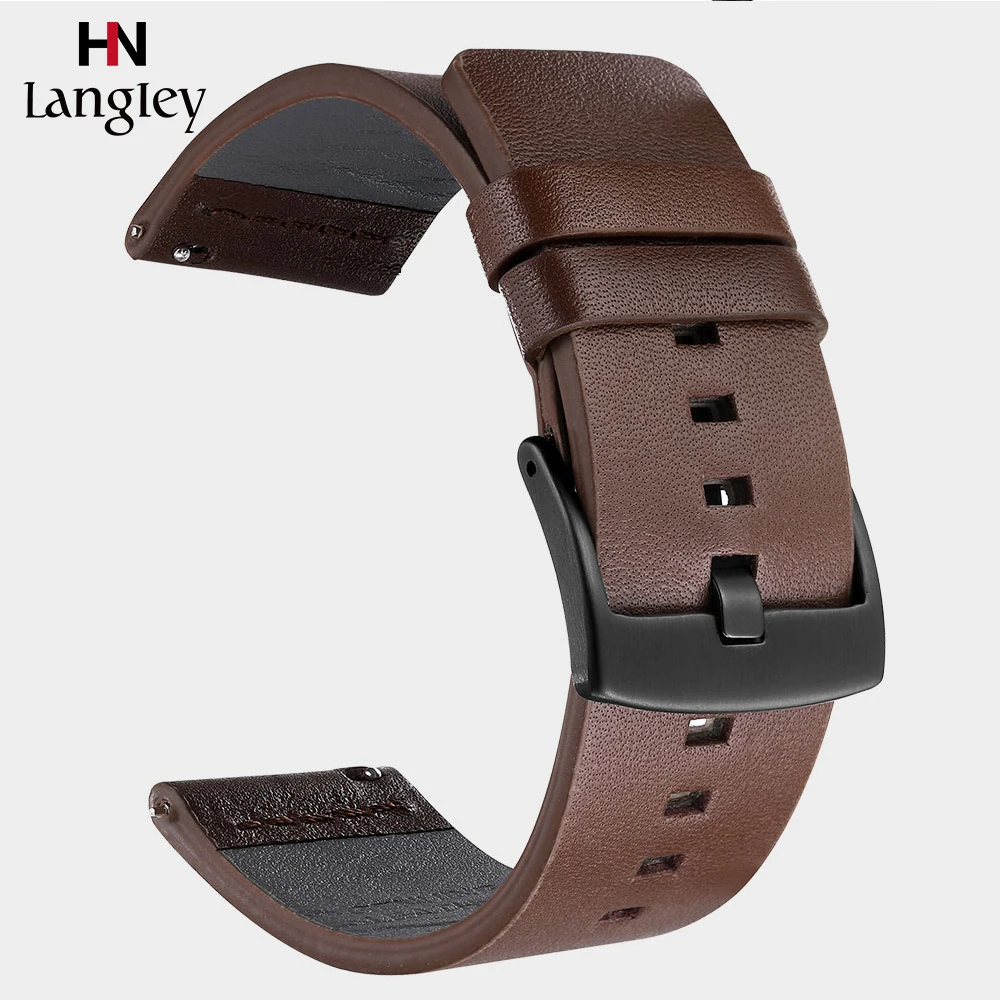 18 20 22 24 мм ширина Quick Release ремешок для часов из натуральной кожи Samsung Galaxy Watch 42 46