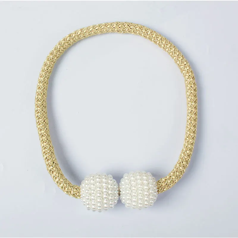 Light Gold 1 шт., магнитный зажим для штор с жемчугом, держатели для штор, зажимы для подвешивания, Аксессуары для штор, домашний декор - Цвет: Light Gold