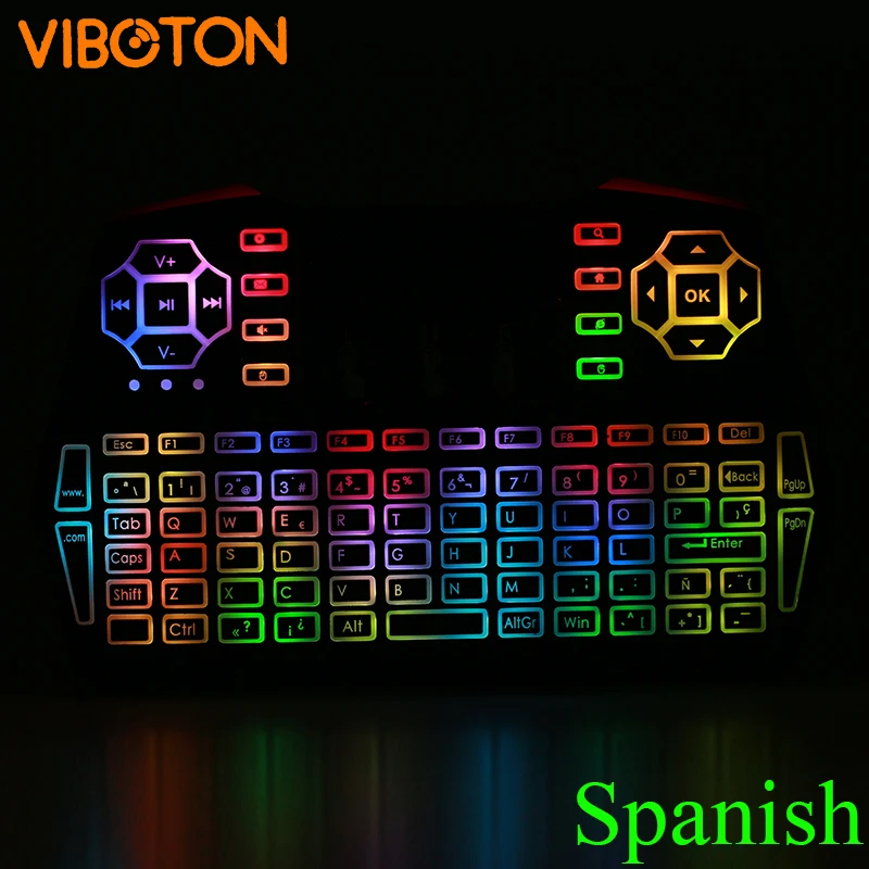 Viboton i8 Plus с подсветкой (Espanol) испанская клавиатура 2 4G мини беспроводная Air Mouse для