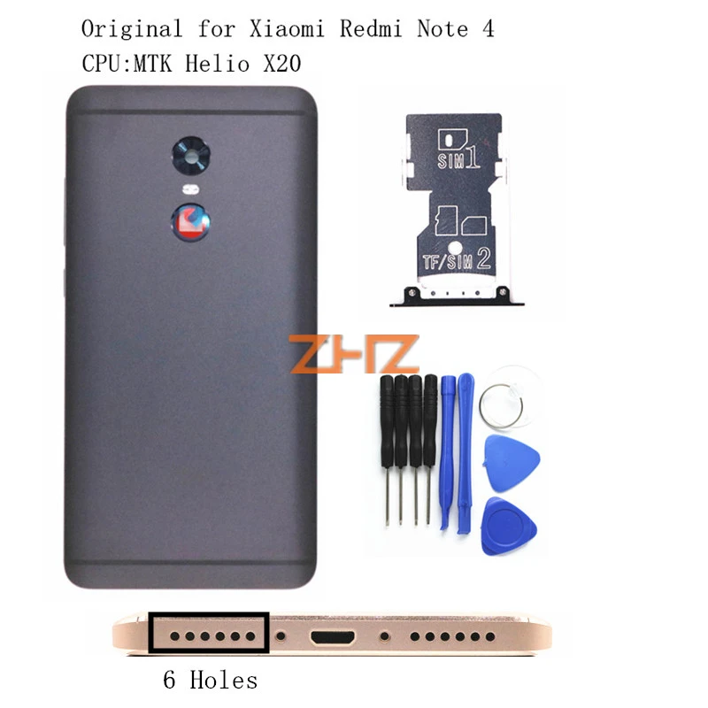 Оригинальная задняя крышка аккумулятора для Xiaomi Redmi Note 4 MTK Корпус задней двери +