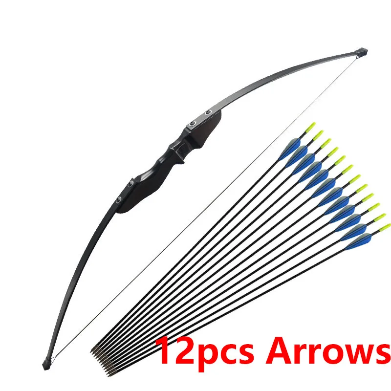 bow and 12 pcs arrow 40lbs деревянный изогнутый лук с 6 шт. стрелами для правой руки стрельба из лука лук открытый начинающих стрельба Охотничьи аксессуары дартс - Цвет: bow and 12 pcs arrow