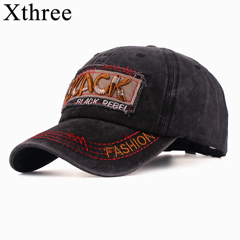 Новая Кепка Xthree из стираного хлопка с надписью черная вышивкой Snapback для мужчин