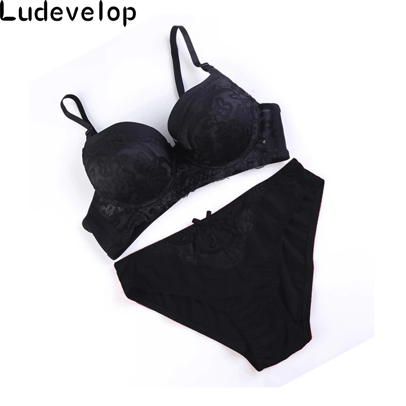 New Good Quality Big Size BC Cup Women Bra Set Push Up Lace Brief Sets Sexy Brassiere Embroidered Underwear 6 Colors | Женская одежда